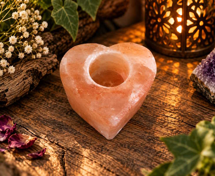 Porta velas Sal corazón Del Himalaya